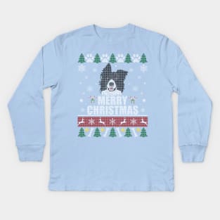 Cute Border Collie Christmas Kids Long Sleeve T-Shirt